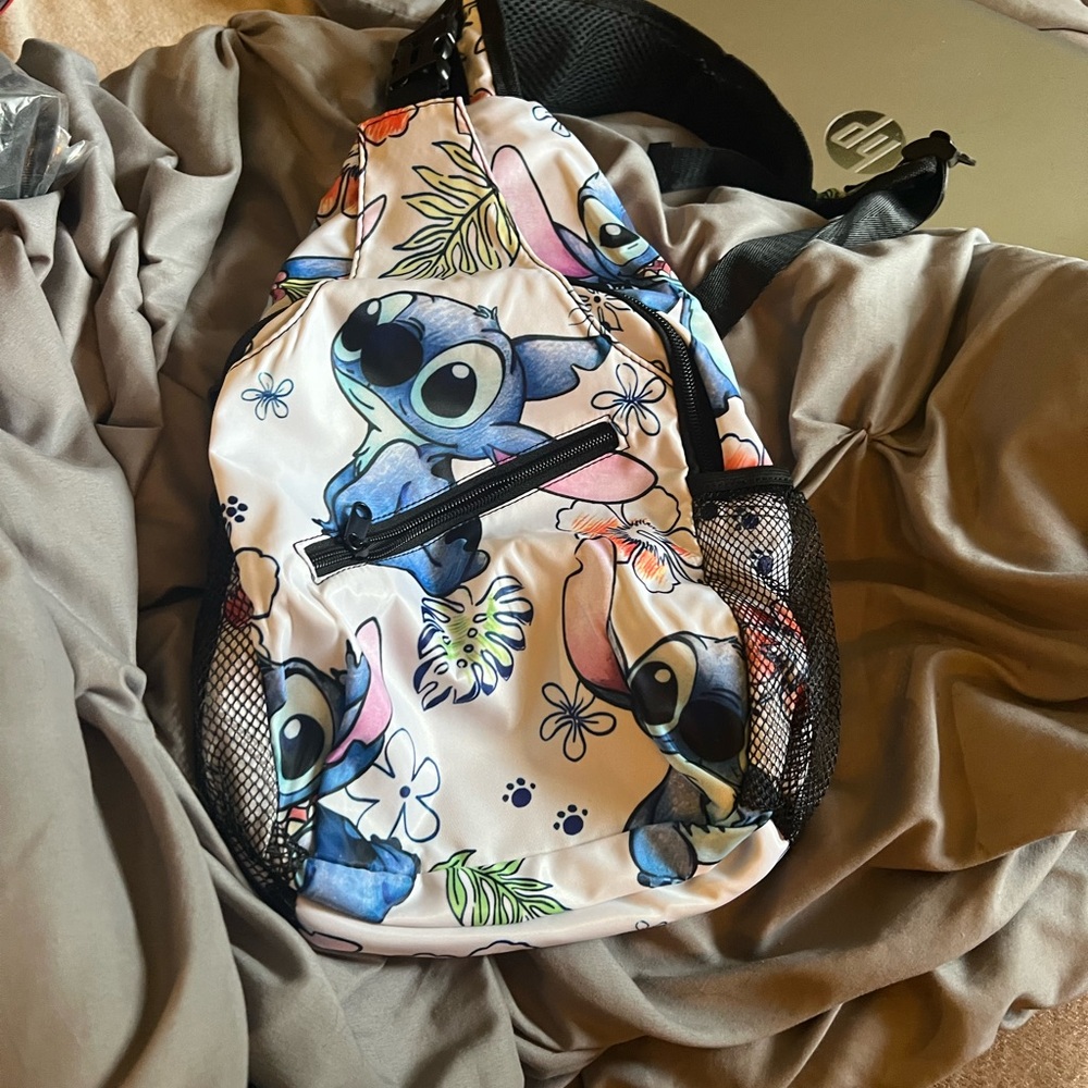 NWOT Stitch Print Backpack with Black Accents